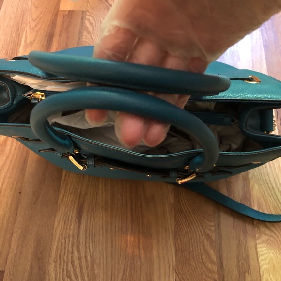 Michael Kors Teal Hamilton Satchel Bag - Picture 13 of 15